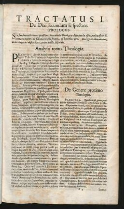 Tractatus I. De Deo secundum se spectato.