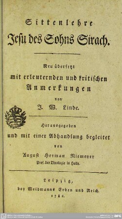 Sittenlehre Jesu des Sohns Sirach