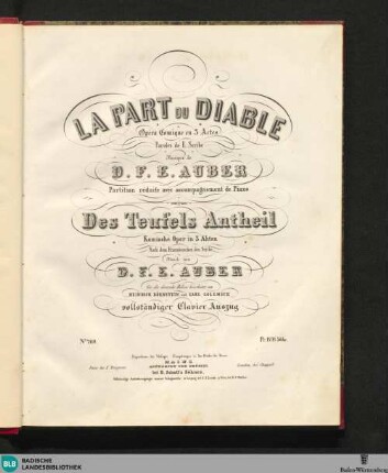 La part du diable : opéra comique en 3 actes