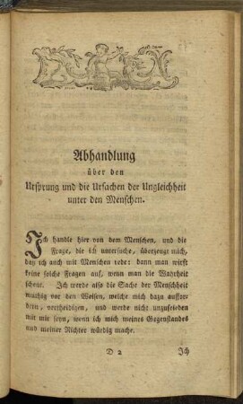 Abhandlung über den Ursprung und die Ursachen der Ungleichheit unter den Menschen.