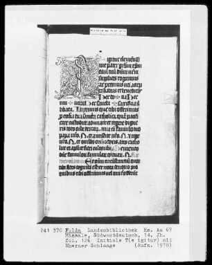 Missale — Initiale T(e igitur) mit eherner Schlange, Folio 126recto