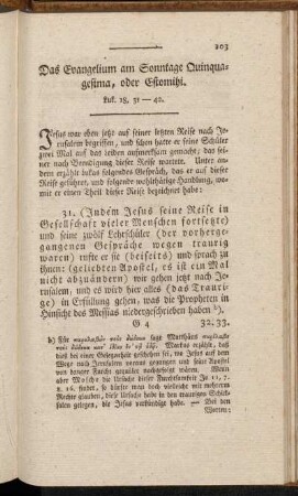 Das Evangelium am Sonntage Quinquagesima, oder Estomihi. Luk. 18, 31-42