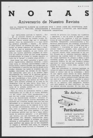 Notas - Aniversario de nuestra revista
