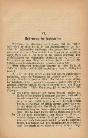 VI. Beförderung der Landeskultur