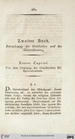 Erstes Capitel: Von dem Ursprung der Griechischen Religionsinstitute