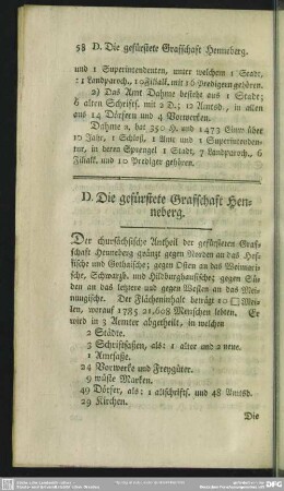 D. Die gefürstete Grafschaft Henneberg