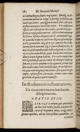 In studiorum instauratione [...] Oratio XVIII.
