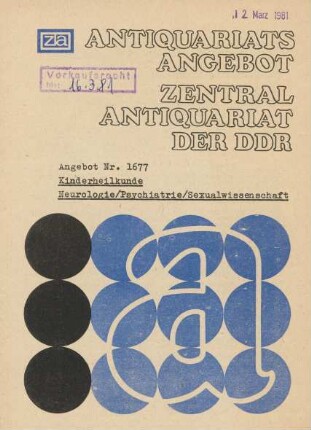 Nr. 1677: Kinderheilkunde Neurologie/Psychiatrie/Sexualwissenschaft