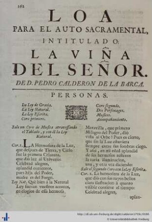 Loa para el Auto Sacramental La Viña del Señor.