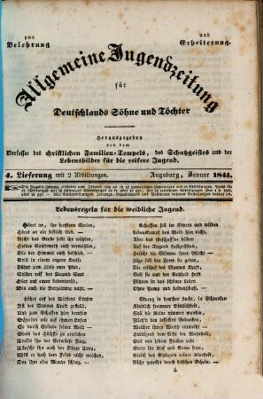 Allgemeine Jugendzeitung : für Deutschlands Söhne und Töchter zur Belehrung und Erheiterung, 1841