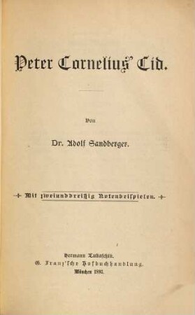 Peter Cornelius' Cid : mit zweiunddreißig Notenbeispielen