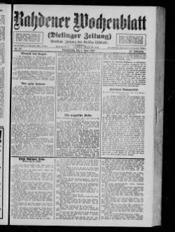 Rahdener Wochenblatt : Dielinger Zeitung : amtliche Zeitung des Kreises Lübbecke