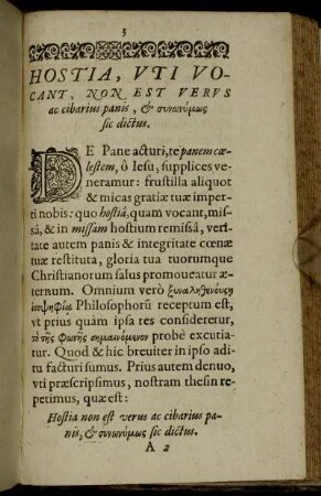 Hostia, Uti Vocant, Non Est Verus ac cibarius panis ...