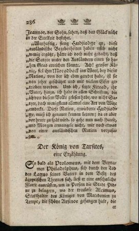 Der König von Tarsites, eine Erzählung.