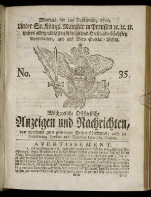 No. 35. Montags, den 1ten September, 1766.