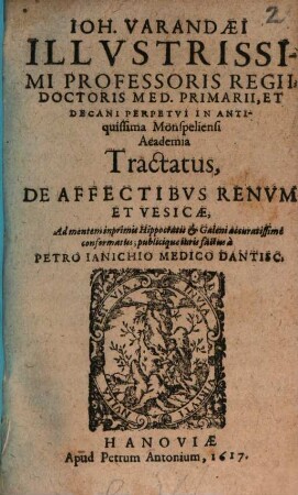 Tractatus de affectibus renum et vesicae