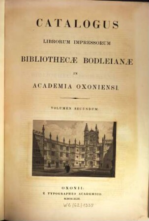 Catalogus Librorum Impressorum Bibliothecae Bodleianae in Academia Oxoniensi B. Bandinel, Tom. 2