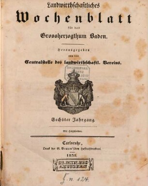 Großherz. badisches landwirthschaftliches Wochenblatt, 6. 1838
