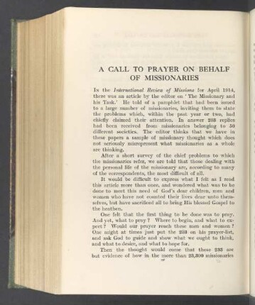 A call to prayer on behalf of missionaries