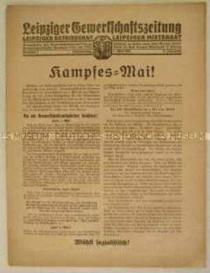Mitteilungsblatt "Leipziger Gewerkschaftszeitung" u.a. zum 1. Mai