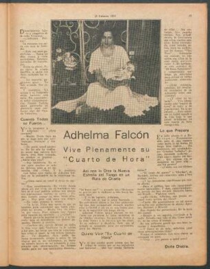 Adhelma Falcón vive plenamente su "Cuarto de Hora"