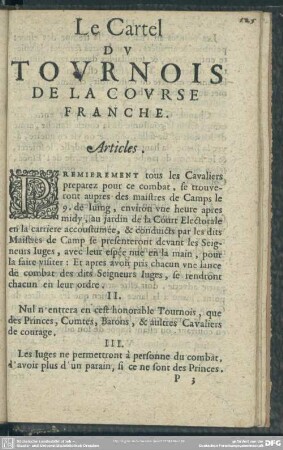 Le Cartel Du Tournois De La Course Franche