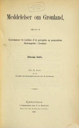 Meddelelser om Grønland. 8. 1889