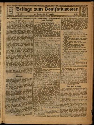 Zweite Ausgabe vom Sonntag, den 27. Dezember 1925.
