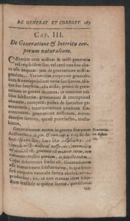 Cap. III. De Generatione & Interitu eorporum naturalium.