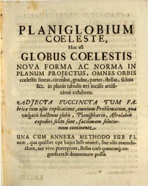 Isaaci Habrechti Phil. & Med. Doct. Planiglobium Coeleste Ac Terrestre