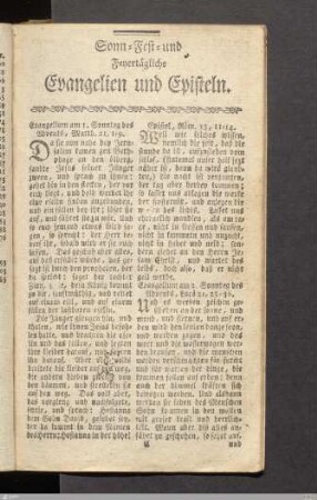 Sonn- Fest- und Feyertägliche Evangelien und Episteln.