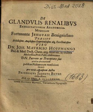 De Glandvlis Renalibvs Exercitationem Anatomico-Medicam ...