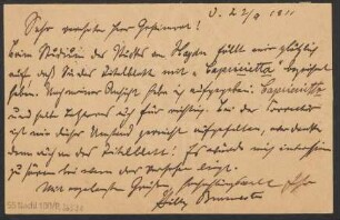 Brief an Ludwig Strecker  und B. Schott's Söhne : 22.09.1911