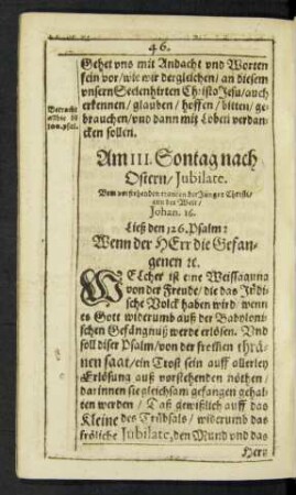 Am III. Sontag nach Ostern/ Iubilate.