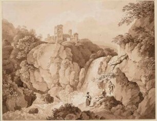 Wasserfall bei einer Burgruine