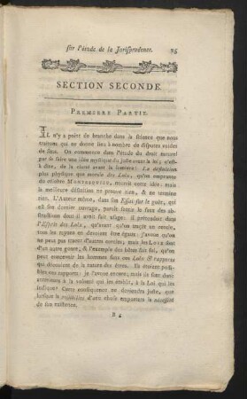 Section Seconde. Premiere Partie