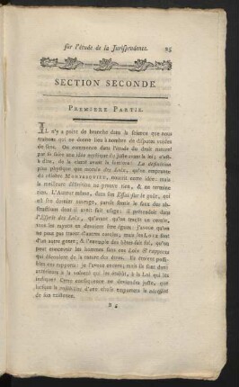 Section Seconde. Premiere Partie