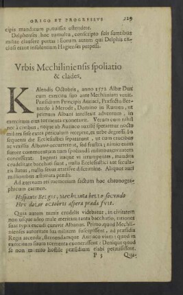 Urbis Mechiliniensis spoliatio & clades.