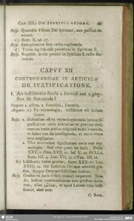 Caput XII. Controversiae In Articulo De Iustificatione