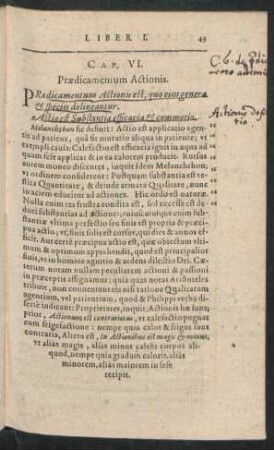 Cap. VI. Praedicamentum Actionis.