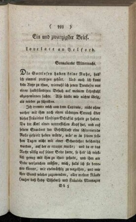 Ein und zwanzigster Brief. Lovelace an Belford. - Fünf und zwanzigster Brief. Lovelace an Belford.