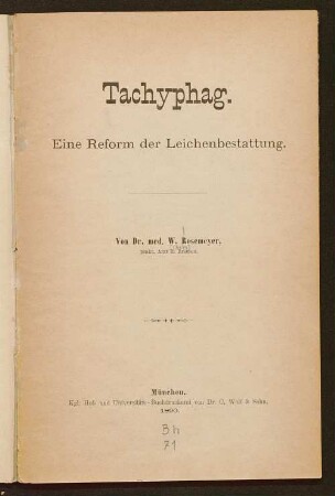 Tachyphag : eine Reform der Leichenbestattung