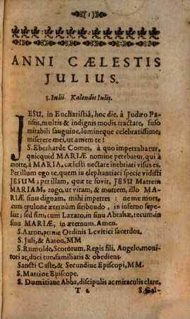 R. P. Joannis Nadasi, è Societate Jesu, Annus Caelestis Jesu Regi, Et Mariae Reginae Sanctisque Omnibus sacer : Ad Suppdeitandam Quotidianis meditationibus, piis desideriis, & colloquiis, novam in dies materiam, opportunus: Vna Cvm Diebvs Marianis, Per quotidianas ad B. Virginem aspirationes, 3/4. ... Pars III. sive Julius, Augustus & September