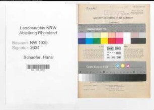 Entnazifizierung Hans Schaefer , geb. 04.02.1906 (Arbeiter)