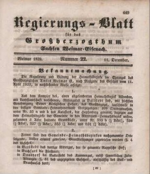 Nr. 22 : 11. December 1839