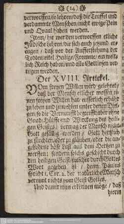 Der XVIII. Artickel