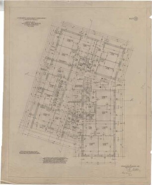 Gsaenger, Gustav; Augsburg (Bayern), Lechhauserstr. / Am Jakobertor ; Laubenhof- Wohnhochhaus - Grundriss 1. OG