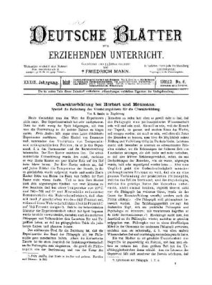 Charakterbildung bei Herbart und Meumann : Speziell die Bedeutung des Vorstellungslebens für die Charakterbildung