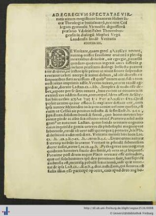 Ad Egregium Spectatae Virtutis uirum magistrum Ioannem Huber ...