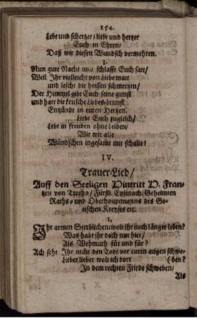 IV. Trauer-Lied/ Auff den Seeligen Hintritt H. Frantzen von Trotha ...